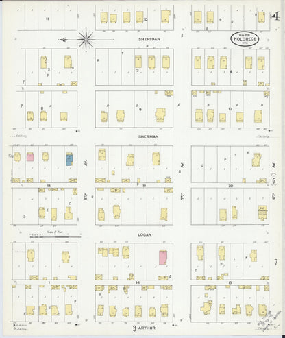 Sanborn Fire Insurance Map from Holdrege, Phelps County, Nebraska (1909), Sheet #0004 - Complete Map Set gallery image, historic Sanborn map, vintage wall art, Nebraska Nebraska