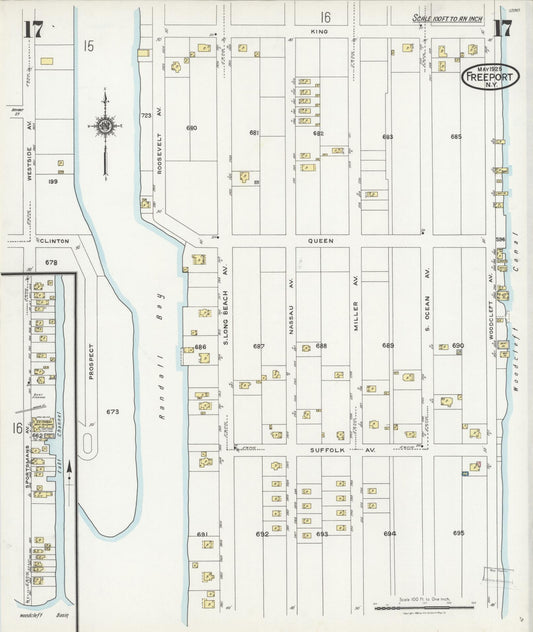 Sanborn Fire Insurance Map from Freeport, Nassau County, New York (1925), Sheet #0017 - Historic Sanborn Fire Insurance Map Print, vintage old map wall art, antique decor, genealogy gift, New York New York map