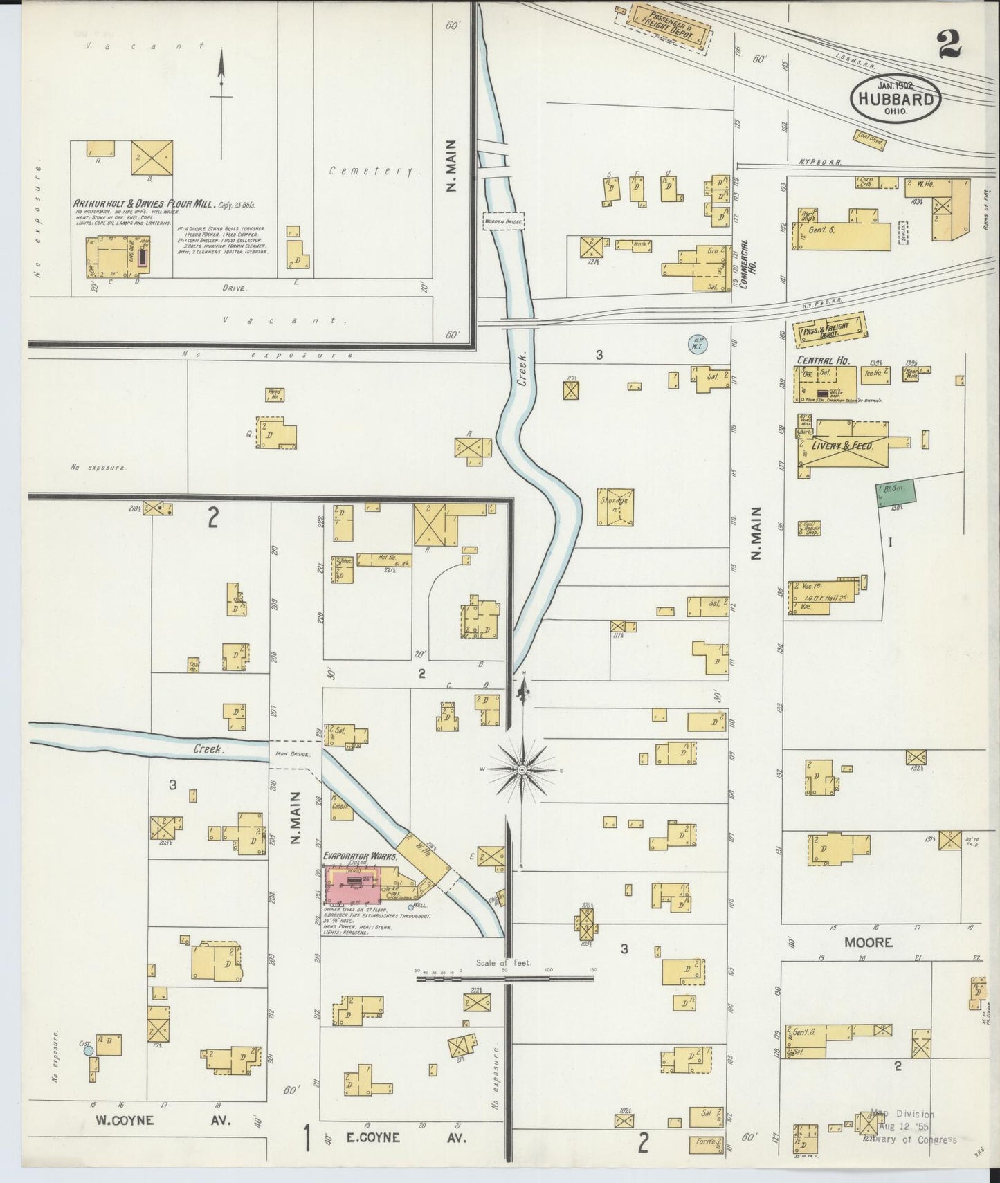 Sanborn Fire Insurance Map from Hubbard, Trumbull County, Ohio (1902), Sheet #0002 - Complete Map Set gallery image, historic Sanborn map, vintage wall art, Ohio Ohio