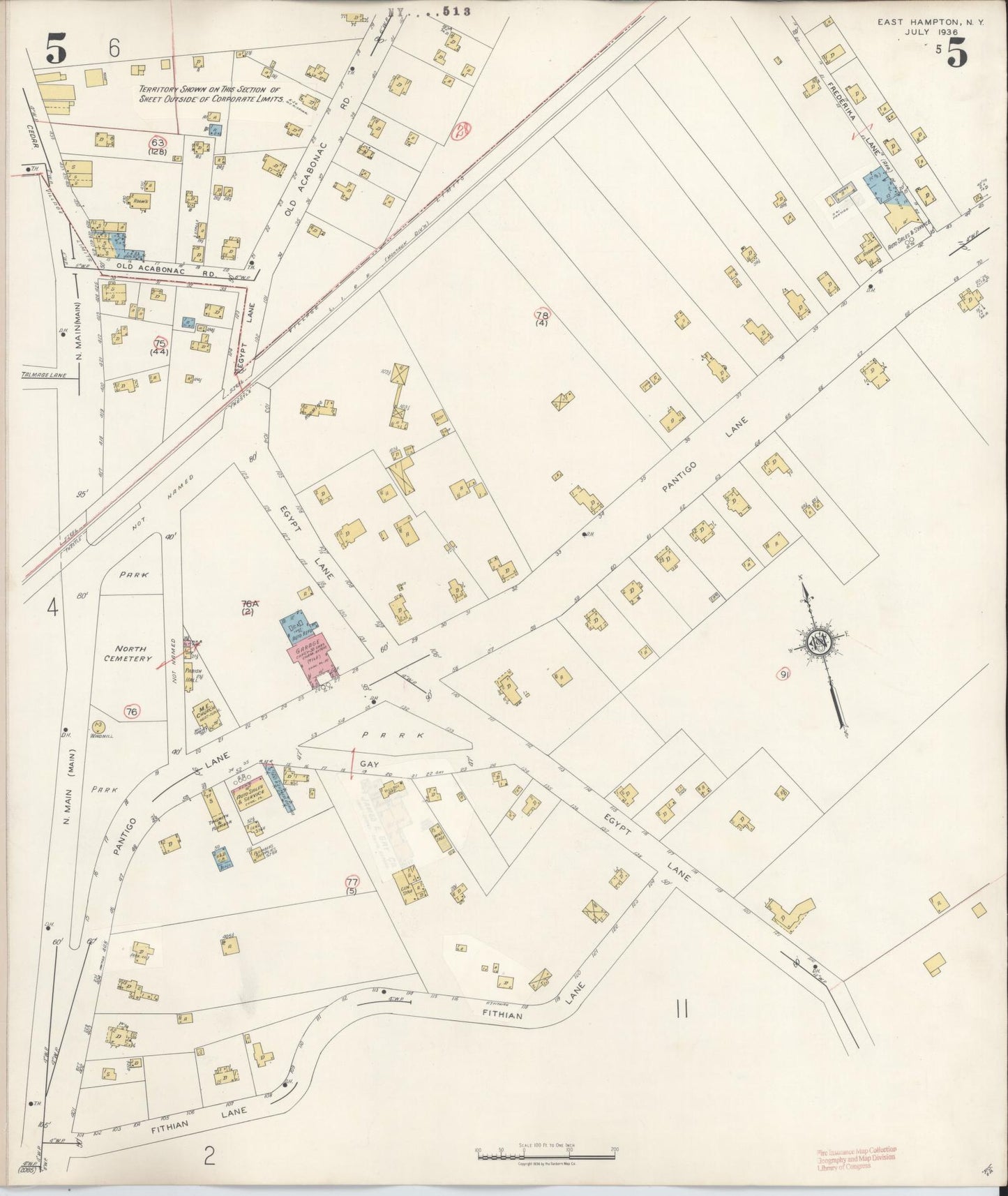 Sanborn Fire Insurance Map from Easthampton, Suffolk County, New York (1943), Sheet #0005 - Complete Map Set gallery image, historic Sanborn map, vintage wall art, New York New York