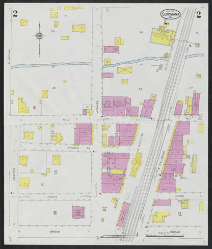Sanborn Fire Insurance Map from Georgiana, Butler County, Alabama (1927), Sheet #0002 - Complete Map Set gallery image, historic Sanborn map, vintage wall art, Alabama Alabama