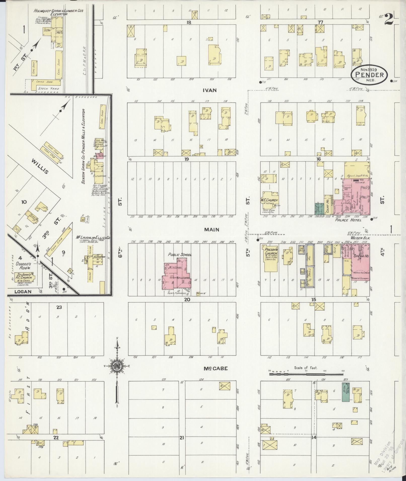 Sanborn Fire Insurance Map from Pender, Thurston County, Nebraska (1909), Sheet #0002 - Complete Map Set gallery image, historic Sanborn map, vintage wall art, Nebraska Nebraska