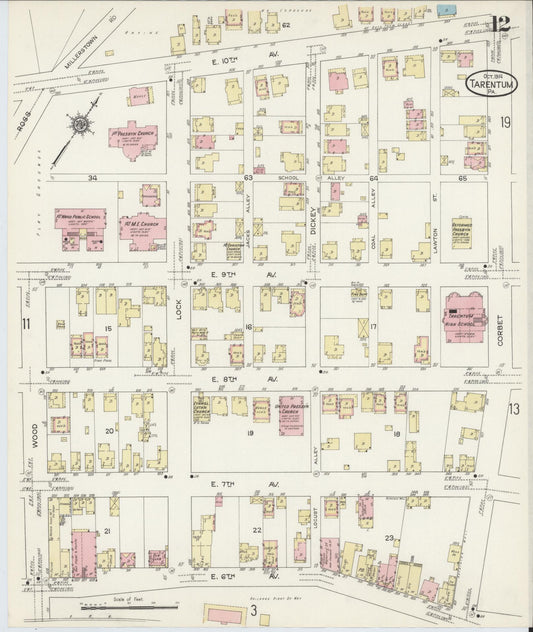 Sanborn Fire Insurance Map from Tarentum, Allegheny County, Pennsylvania (1914), Sheet #0012 - Historic Sanborn Fire Insurance Map Print, vintage old map wall art, antique decor, genealogy gift, Pennsylvania Pennsylvania map
