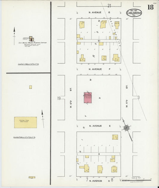 Sanborn Fire Insurance Map from Childress, Childress County, Texas (1921), Sheet #0018 - Historic Sanborn Fire Insurance Map Print, vintage old map wall art, antique decor, genealogy gift, Texas Texas map