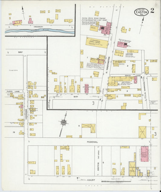 Sanborn Fire Insurance Map from Easton, Talbot County, Maryland (1919), Sheet #0002 - Historic Sanborn Fire Insurance Map Print, vintage old map wall art, antique decor, genealogy gift, Maryland Maryland map