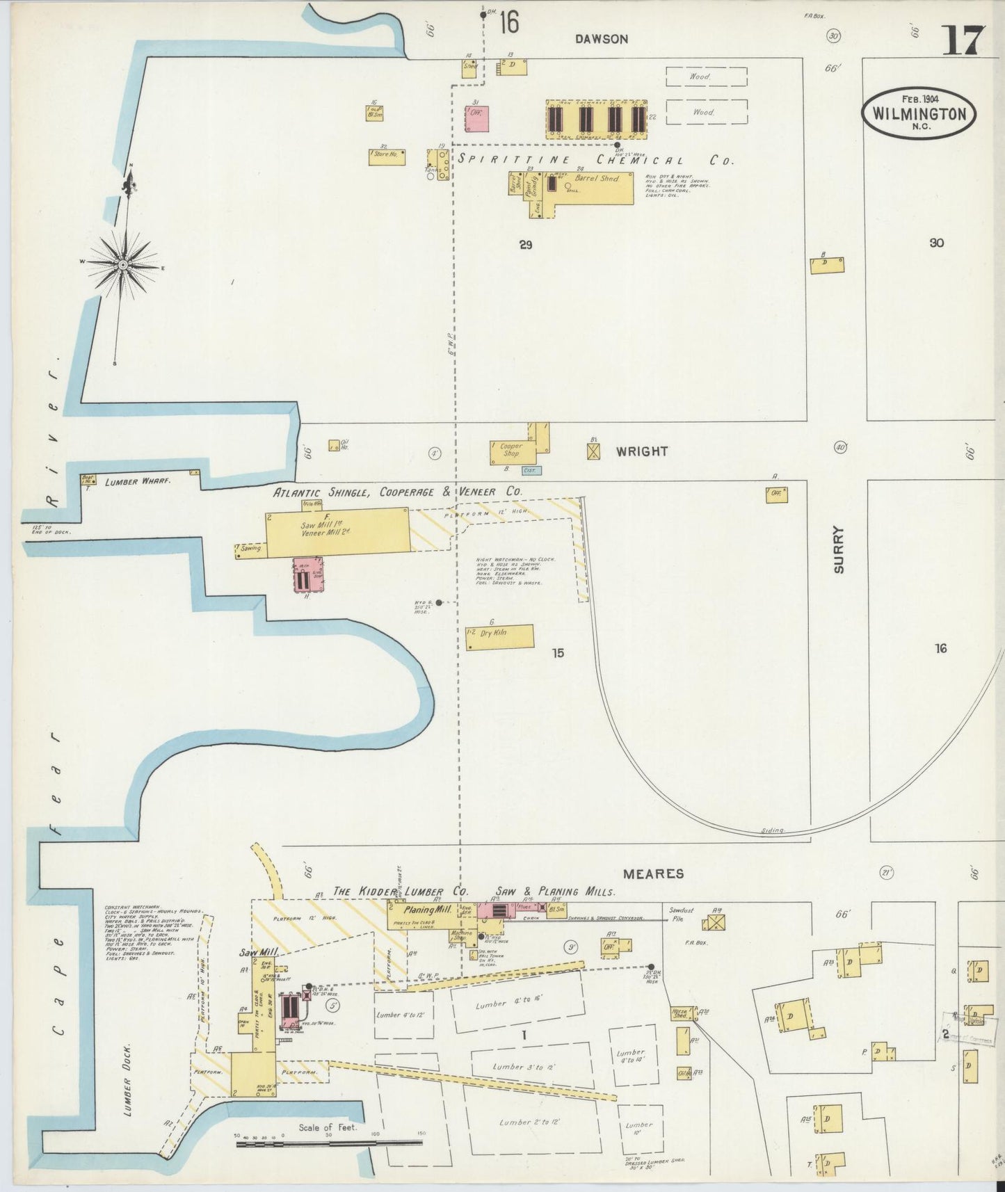 Sanborn Fire Insurance Map from Wilmington, New Hanover County, North Carolina (1904), Sheet #0017 - Complete Map Set gallery image, historic Sanborn map, vintage wall art, North Carolina North Carolina