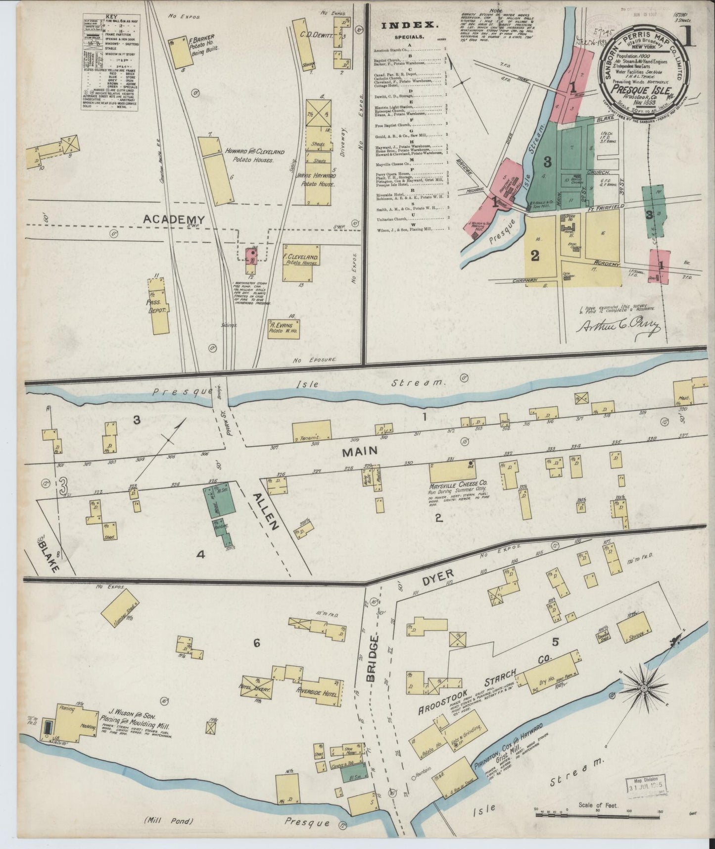 Sanborn Fire Insurance Map from Presque Isle, Aroostook County, Maine. (1893) – Historic Sanborn Fire Insurance Map Print