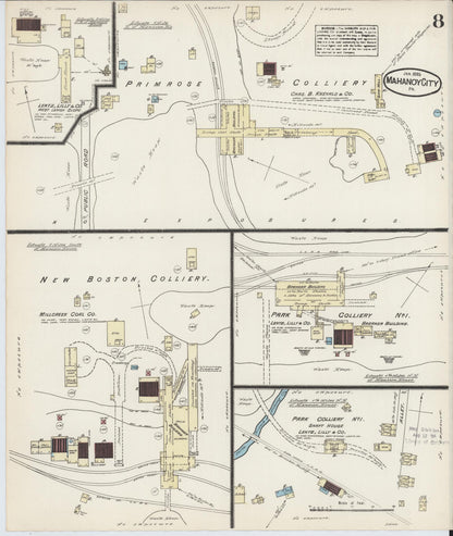 Sanborn Fire Insurance Map from Mahanoy City, Schuylkill County, Pennsylvania (1885), Sheet #0008 - Historic Sanborn Fire Insurance Map Print, vintage old map wall art, antique decor, genealogy gift, Pennsylvania Pennsylvania map