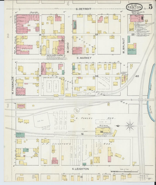 Sanborn Fire Insurance Map from Kenton, Hardin County, Ohio (1892), Sheet #0005 - Historic Sanborn Fire Insurance Map Print, vintage old map wall art, antique decor, genealogy gift, Ohio Ohio map