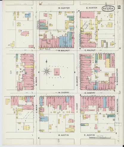 Sanborn Fire Insurance Map from Nevada, Vernon County, Missouri (1894), Sheet #0002 - Complete Map Set gallery image, historic Sanborn map, vintage wall art, Nevada Nevada