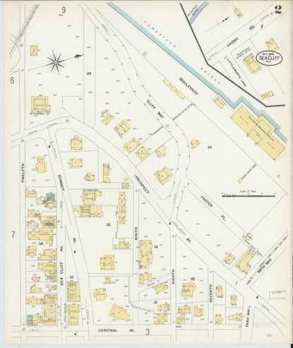 Sanborn Fire Insurance Map from Sea Cliff, Nassau County, New York (1908), Sheet #0002 - Complete Map Set gallery image, historic Sanborn map, vintage wall art, New York New York