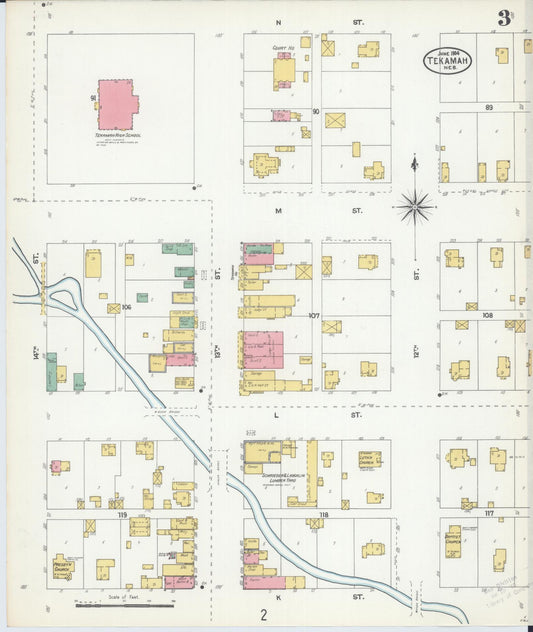 Sanborn Fire Insurance Map from Tekamah, Burt County, Nebraska (1904), Sheet #0003 - Historic Sanborn Fire Insurance Map Print, vintage old map wall art, antique decor, genealogy gift, Nebraska Nebraska map