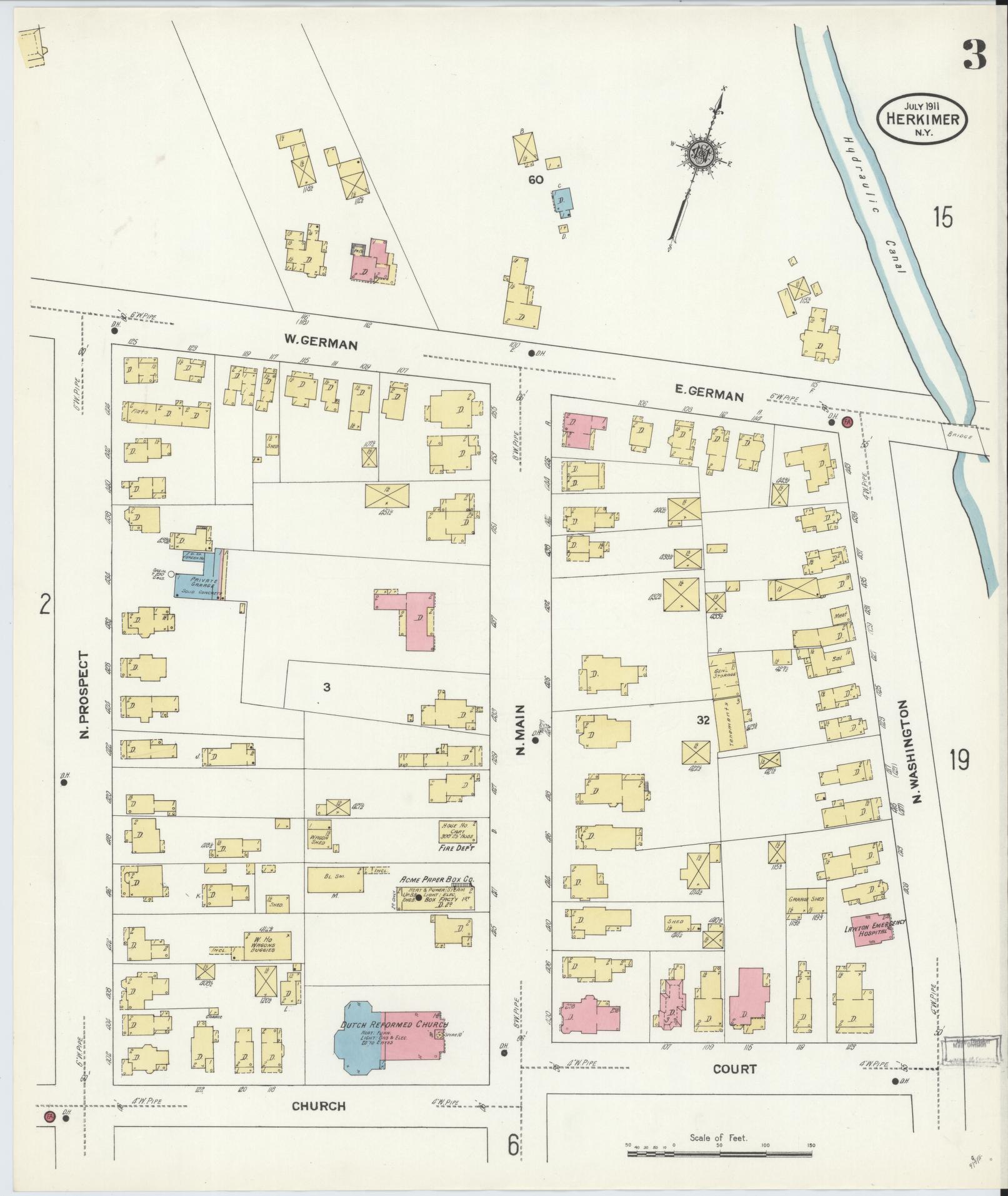 Sanborn Fire Insurance Map from Herkimer, Herkimer County, New York (1911), Sheet #0003 - Complete Map Set gallery image, historic Sanborn map, vintage wall art, New York New York