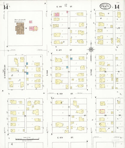 Sanborn Fire Insurance Map from Pratt, Pratt County, Kansas (1924), Sheet #0014 - Complete Map Set gallery image, historic Sanborn map, vintage wall art, Kansas Kansas