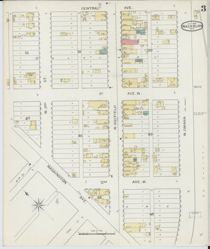 Sanborn Fire Insurance Map from Washburn, Bayfield County, Wisconsin (1893), Sheet #0003 - Historic Sanborn Fire Insurance Map Print, vintage old map wall art, antique decor, genealogy gift, Wisconsin Wisconsin map