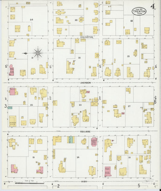 Sanborn Fire Insurance Map from Trenton, Gibson County, Tennessee (1905), Sheet #0004 - Historic Sanborn Fire Insurance Map Print, vintage old map wall art, antique decor, genealogy gift, Tennessee Tennessee map