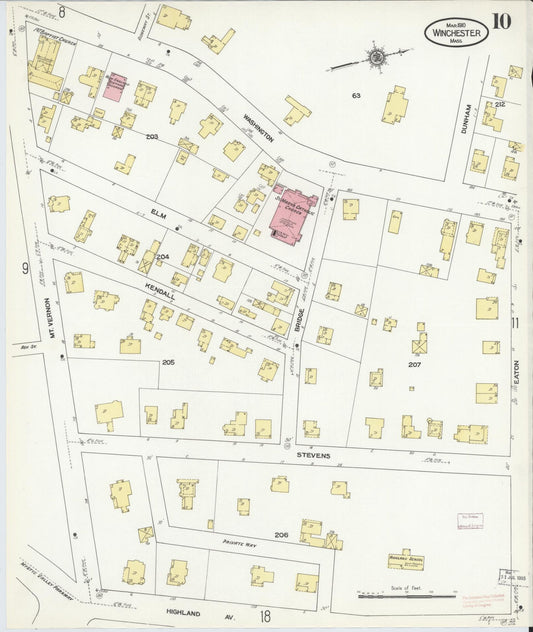 Sanborn Fire Insurance Map from Winchester, Middlesex County, Massachusetts (1910), Sheet #0010 - Historic Sanborn Fire Insurance Map Print, vintage old map wall art, antique decor, genealogy gift, Massachusetts Massachusetts map