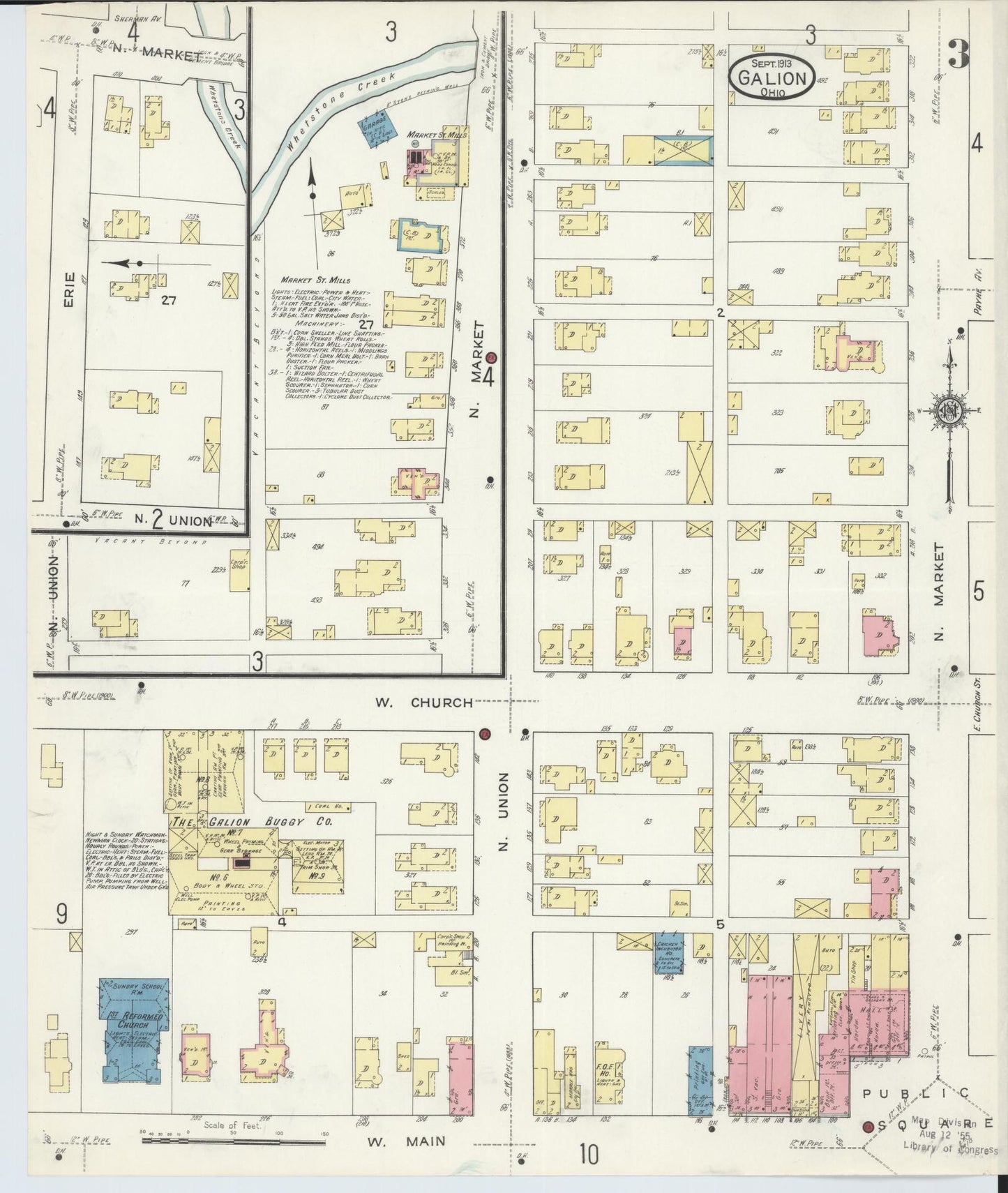 Sanborn Fire Insurance Map from Galion, Crawford County, Ohio (1913), Sheet #0003 - Historic Sanborn Fire Insurance Map Print, vintage old map wall art, antique decor, genealogy gift, Ohio Ohio map