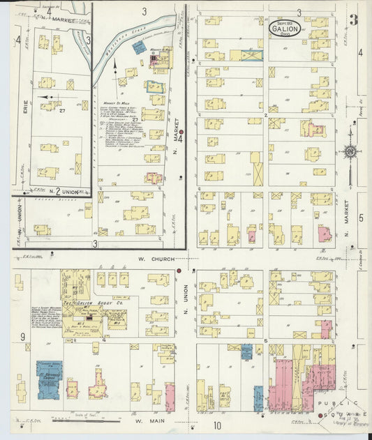 Sanborn Fire Insurance Map from Galion, Crawford County, Ohio (1913), Sheet #0003 - Historic Sanborn Fire Insurance Map Print, vintage old map wall art, antique decor, genealogy gift, Ohio Ohio map