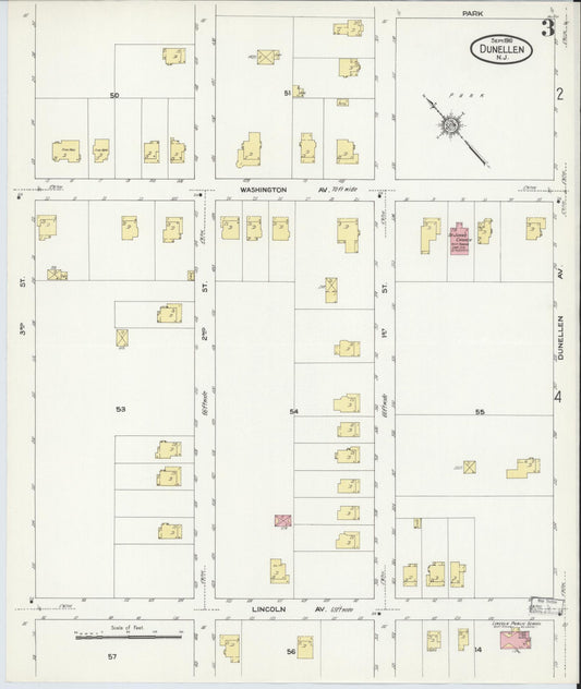 Sanborn Fire Insurance Map from Dunellen, Middlesex County, New Jersey (1910), Sheet #0003 - Historic Sanborn Fire Insurance Map Print, vintage old map wall art, antique decor, genealogy gift, New Jersey New Jersey map