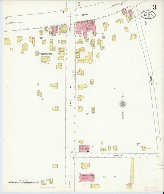 Sanborn Fire Insurance Map from Lima, Livingston County, New York (1911), Sheet #0003 - Historic Sanborn Fire Insurance Map Print, vintage old map wall art, antique decor, genealogy gift, New York New York map