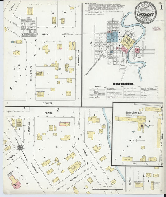 Sanborn Fire Insurance Map from Chesaning, Saginaw County, Michigan. (1910) – Historic Sanborn Fire Insurance Map Print