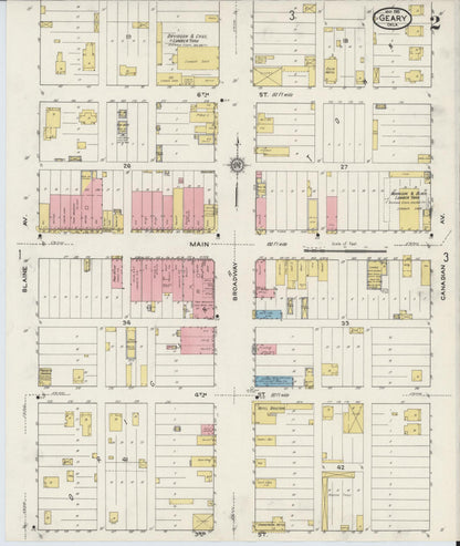 Sanborn Fire Insurance Map from Geary, Blaine County, Oklahoma (1915), Sheet #0002 - Complete Map Set gallery image, historic Sanborn map, vintage wall art, Oklahoma Oklahoma