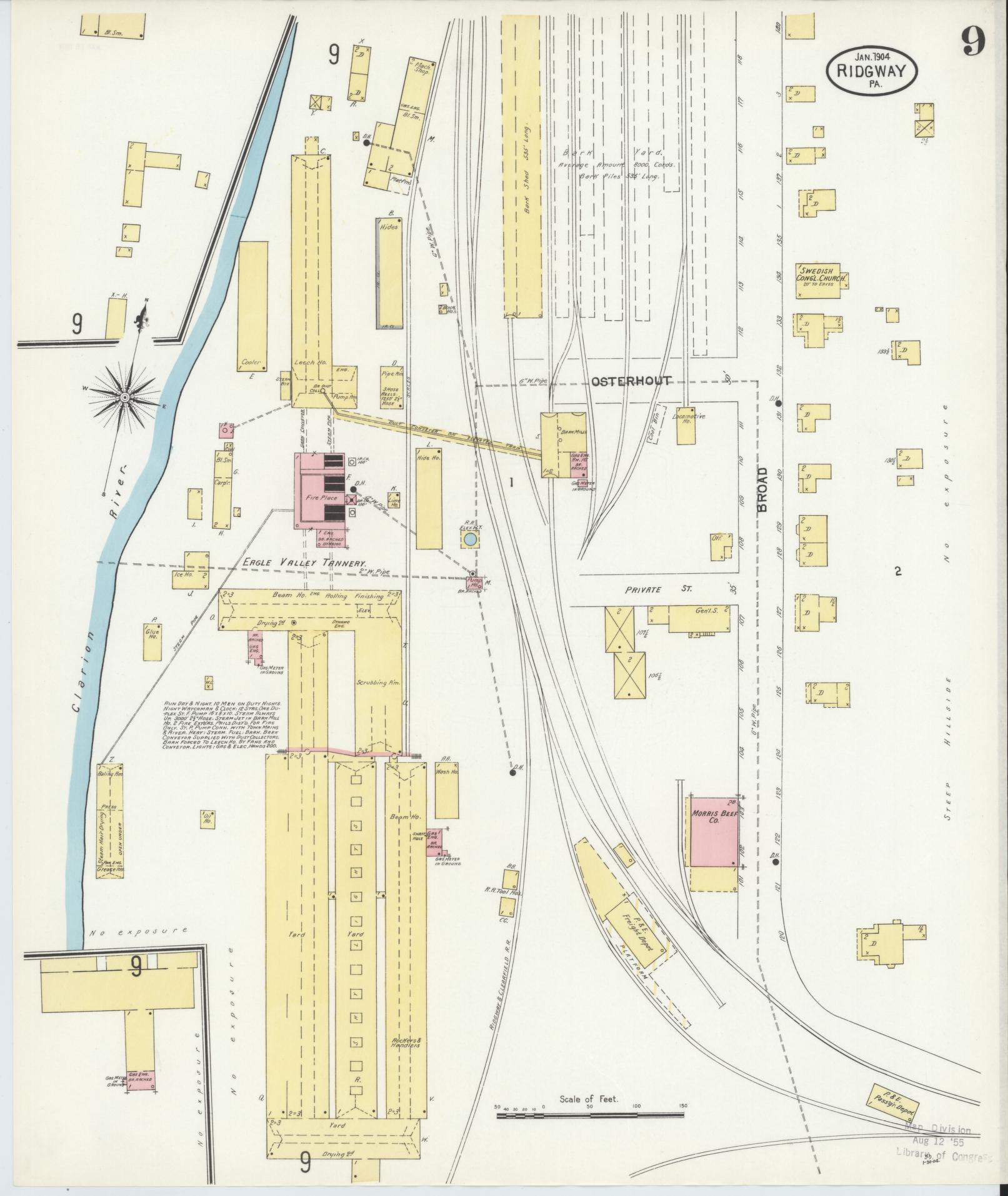 Sanborn Fire Insurance Map from Ridgway, Elk County, Pennsylvania (1904), Sheet #0009 - Complete Map Set gallery image, historic Sanborn map, vintage wall art, Pennsylvania Pennsylvania