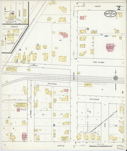 Sanborn Fire Insurance Map from Waterloo, De Kalb County, Indiana (1914), Sheet #0002 - Historic Sanborn Fire Insurance Map Print, vintage old map wall art, antique decor, genealogy gift, Indiana Indiana map