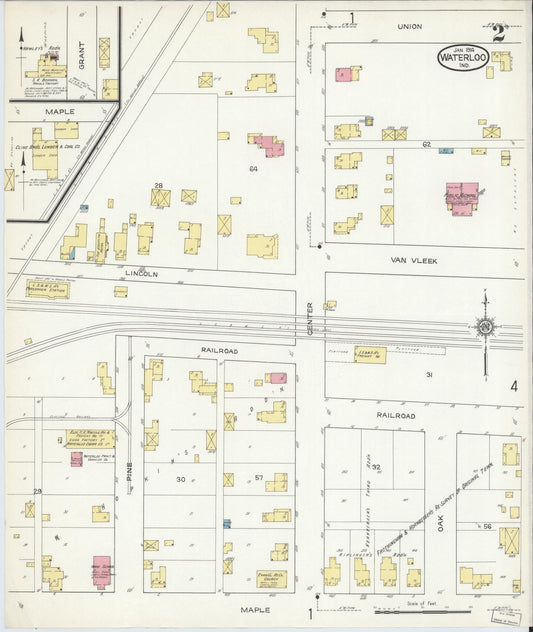 Sanborn Fire Insurance Map from Waterloo, De Kalb County, Indiana (1914), Sheet #0002 - Historic Sanborn Fire Insurance Map Print, vintage old map wall art, antique decor, genealogy gift, Indiana Indiana map