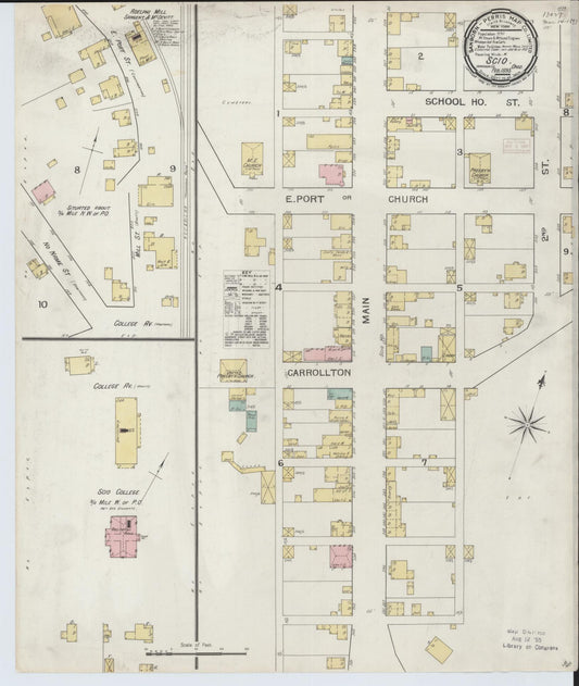 Sanborn Fire Insurance Map from Scio, Harrison County, Ohio (1893), Sheet #0001 - Historic Sanborn Fire Insurance Map Print, vintage old map wall art, antique decor, genealogy gift, Ohio Ohio map