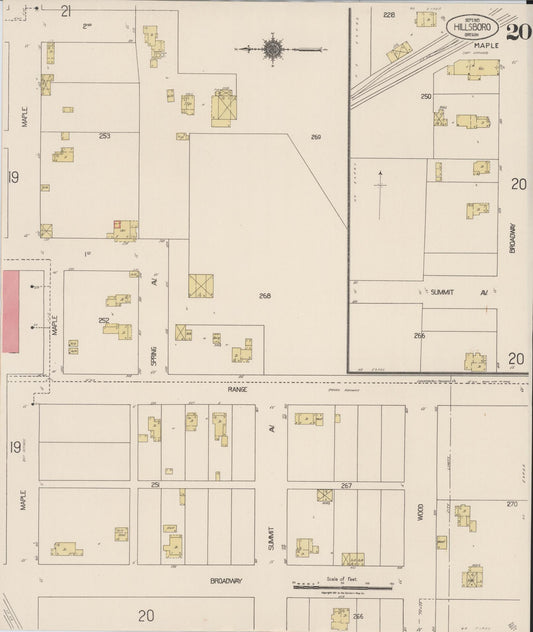 Sanborn Fire Insurance Map from Hillsboro, Washington County, Oregon (1921), Sheet #0020 - Historic Sanborn Fire Insurance Map Print, vintage old map wall art, antique decor, genealogy gift, Oregon Oregon map