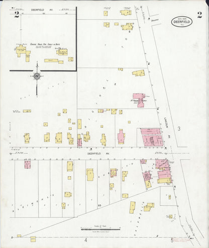 Sanborn Fire Insurance Map from Deerfield, Lake County, Illinois (1929), Sheet #0002 - Historic Sanborn Fire Insurance Map Print, vintage old map wall art, antique decor, genealogy gift, Illinois Illinois map