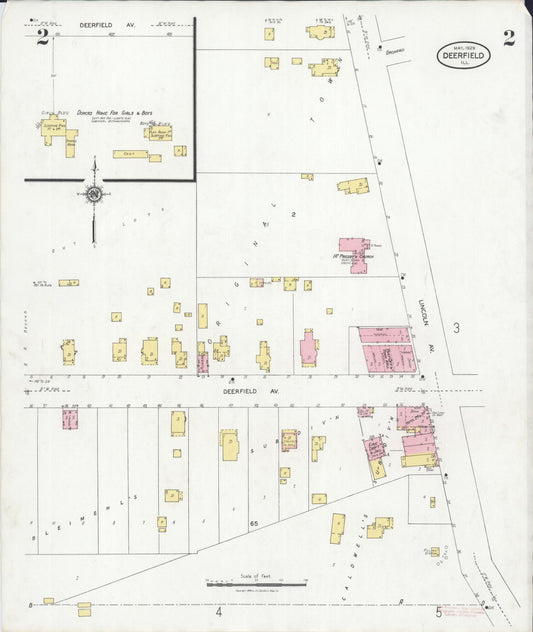 Sanborn Fire Insurance Map from Deerfield, Lake County, Illinois (1929), Sheet #0002 - Historic Sanborn Fire Insurance Map Print, vintage old map wall art, antique decor, genealogy gift, Illinois Illinois map
