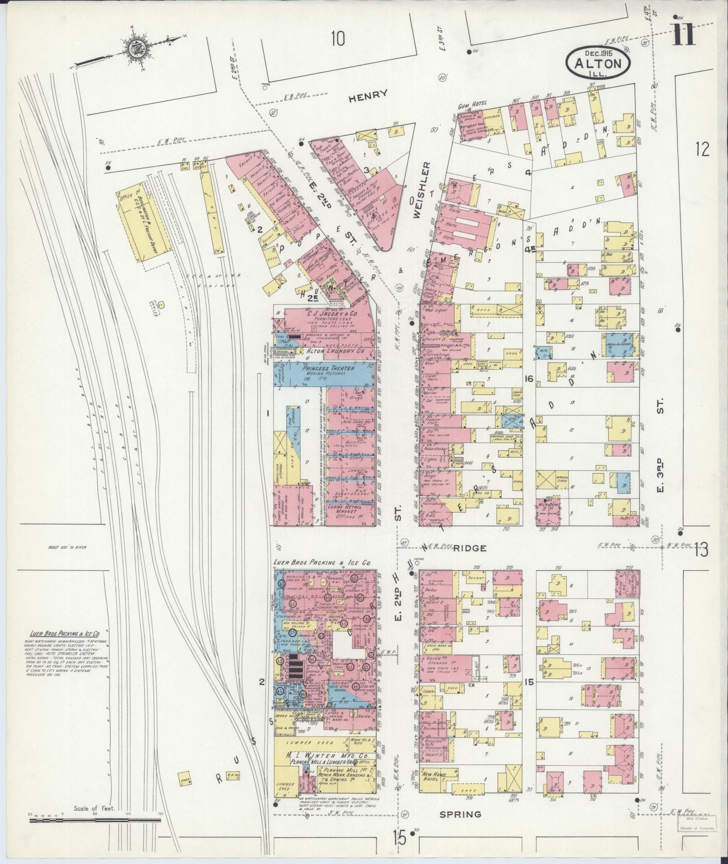 Sanborn Fire Insurance Map from Alton, Madison County, Illinois (1915), Sheet #0011 - Complete Map Set gallery image, historic Sanborn map, vintage wall art, Illinois Illinois