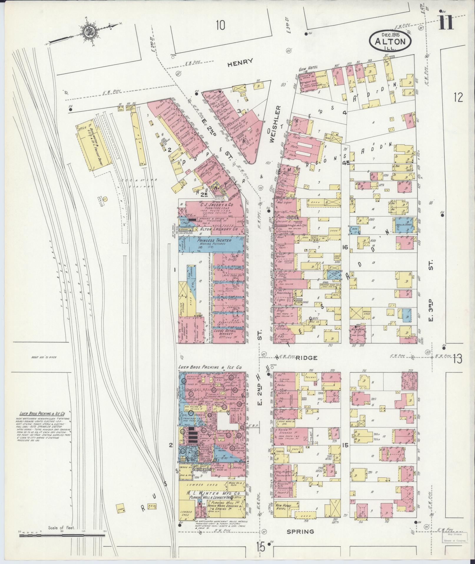 Sanborn Fire Insurance Map from Alton, Madison County, Illinois (1915), Sheet #0011 - Complete Map Set gallery image, historic Sanborn map, vintage wall art, Illinois Illinois
