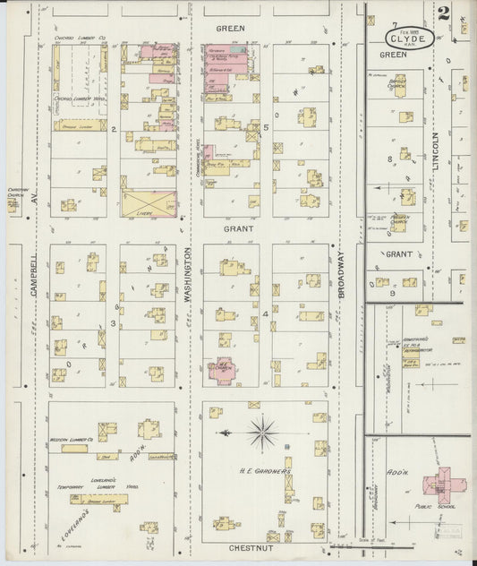 Sanborn Fire Insurance Map from Clyde, Cloud County, Kansas (1893), Sheet #0002 - Historic Sanborn Fire Insurance Map Print, vintage old map wall art, antique decor, genealogy gift, Kansas Kansas map