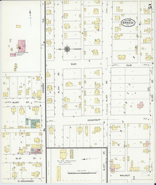 Sanborn Fire Insurance Map from Breese, Clinton County, Illinois (1909), Sheet #0005 - Historic Sanborn Fire Insurance Map Print, vintage old map wall art, antique decor, genealogy gift, Illinois Illinois map