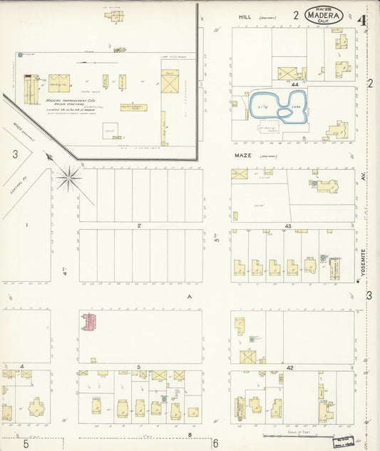 Sanborn Fire Insurance Map from Madera, Madera County, California (1898), Sheet #0004 - Historic Sanborn Fire Insurance Map Print, vintage old map wall art, antique decor, genealogy gift, California California map