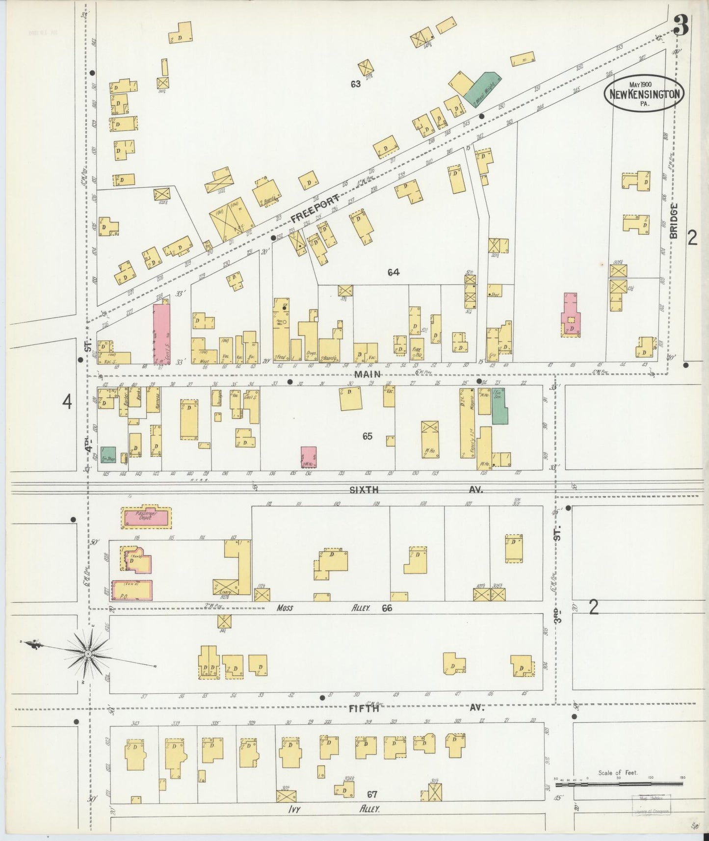Sanborn Fire Insurance Map from New Kensington, Westmoreland County, Pennsylvania (1900), Sheet #0003 - Complete Map Set gallery image, historic Sanborn map, vintage wall art, Pennsylvania Pennsylvania