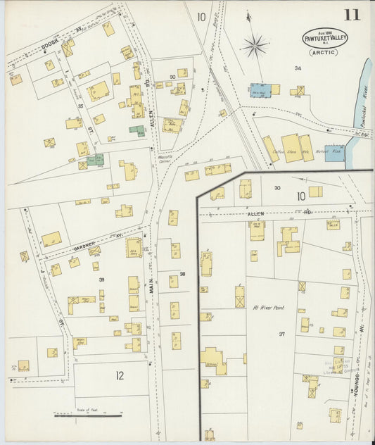 Sanborn Fire Insurance Map from Pawtuxet Valley, Kent and Providence Counties, Rhode Island (1898), Sheet #0011 - Historic Sanborn Fire Insurance Map Print, vintage old map wall art, antique decor, genealogy gift, Washington Washington map