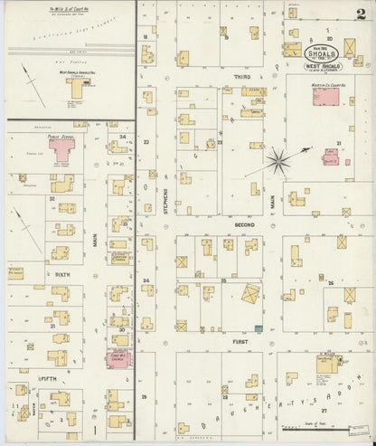 Sanborn Fire Insurance Map from Shoals, Martin County, Indiana (1902), Sheet #0002 - Complete Map Set gallery image, historic Sanborn map, vintage wall art, Indiana Indiana