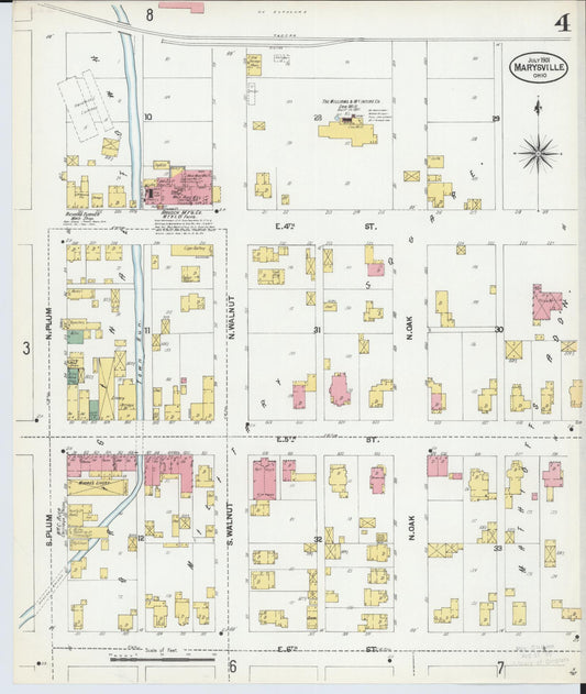 Sanborn Fire Insurance Map from Marysville, Union County, Ohio (1901), Sheet #0004 - Historic Sanborn Fire Insurance Map Print, vintage old map wall art, antique decor, genealogy gift, Ohio Ohio map