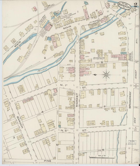 Sanborn Fire Insurance Map from Bangor, Northampton County, Pennsylvania (1885), Sheet #0002 - Historic Sanborn Fire Insurance Map Print, vintage old map wall art, antique decor, genealogy gift, Pennsylvania Pennsylvania map