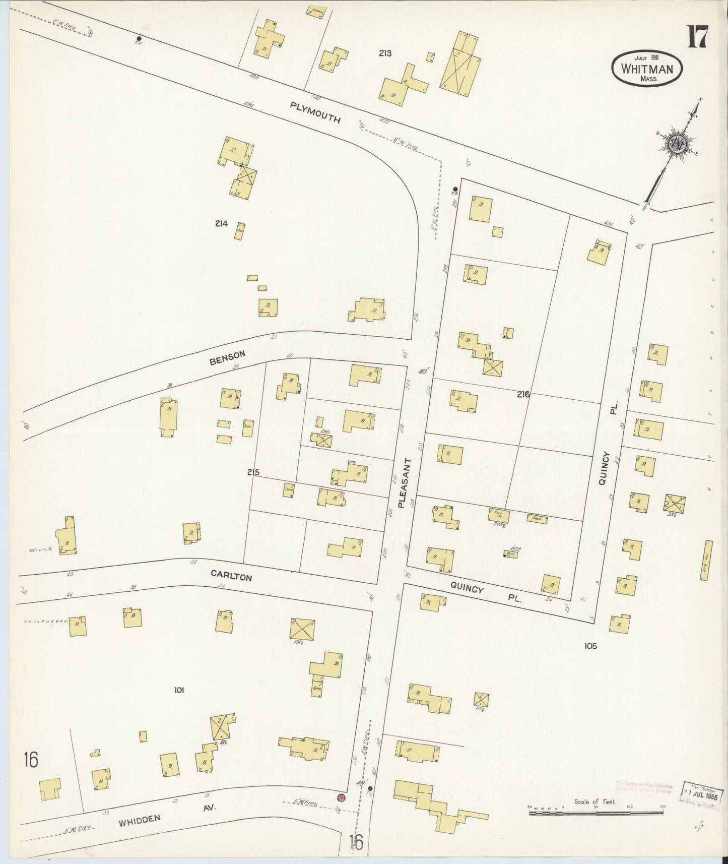 Sanborn Fire Insurance Map from Whitman, Plymouth County, Massachusetts (1911), Sheet #0017 - Complete Map Set gallery image, historic Sanborn map, vintage wall art, Massachusetts Massachusetts