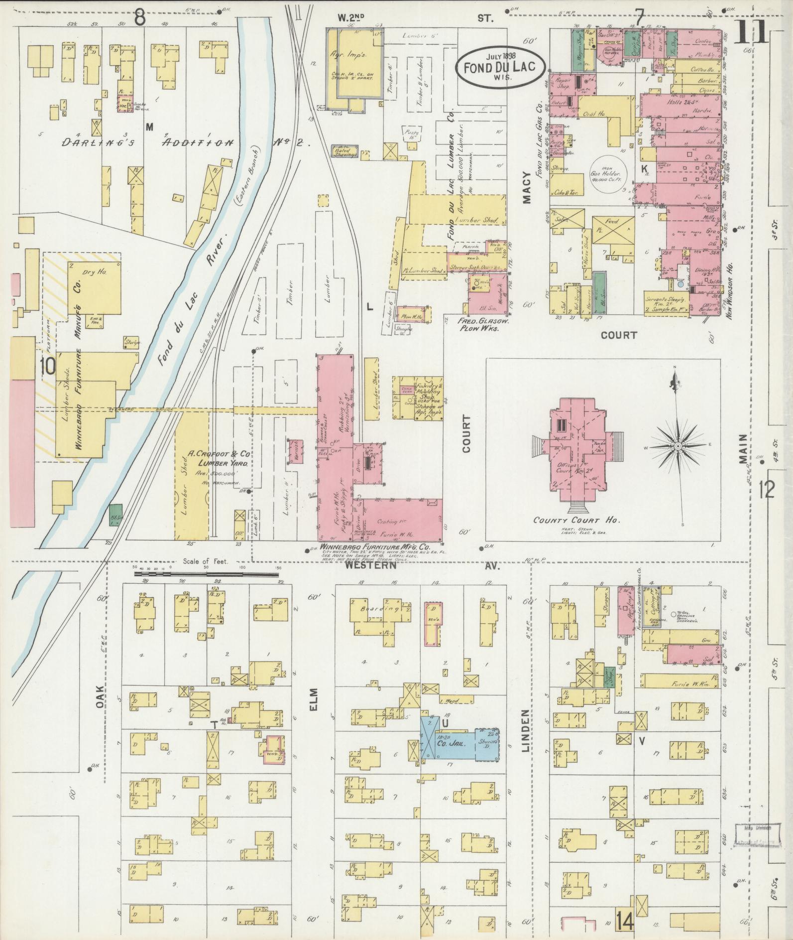 Sanborn Fire Insurance Map from Fond du Lac, Fond du Lac County, Wisconsin (1898), Sheet #0011 - Complete Map Set gallery image, historic Sanborn map, vintage wall art, Wisconsin Wisconsin