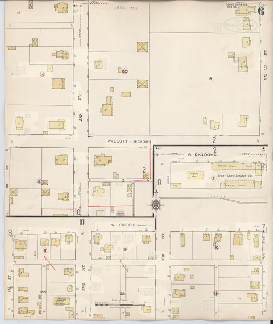 Sanborn Fire Insurance Map from Honey Grove, Fannin County, Texas (1943), Sheet #0006 - Historic Sanborn Fire Insurance Map Print, vintage old map wall art, antique decor, genealogy gift, Texas Texas map