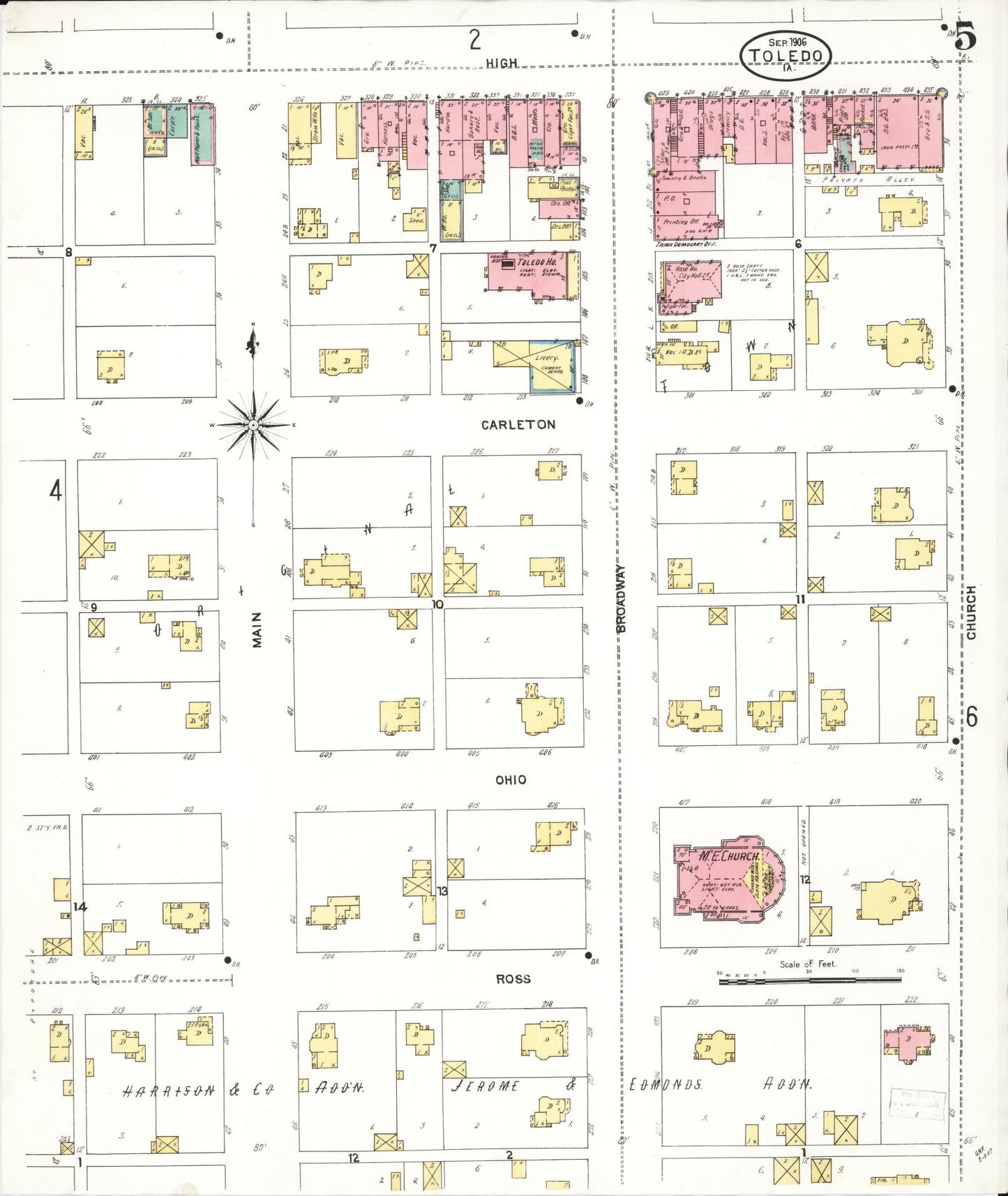 Sanborn Fire Insurance Map from Toledo, Tama County, Iowa (1906), Sheet #0005 - Historic Sanborn Fire Insurance Map Print