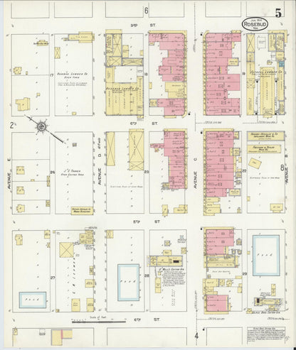 Sanborn Fire Insurance Map from Rosebud, Falls County, Texas (1914), Sheet #0005 - Complete Map Set gallery image, historic Sanborn map, vintage wall art, Texas Texas