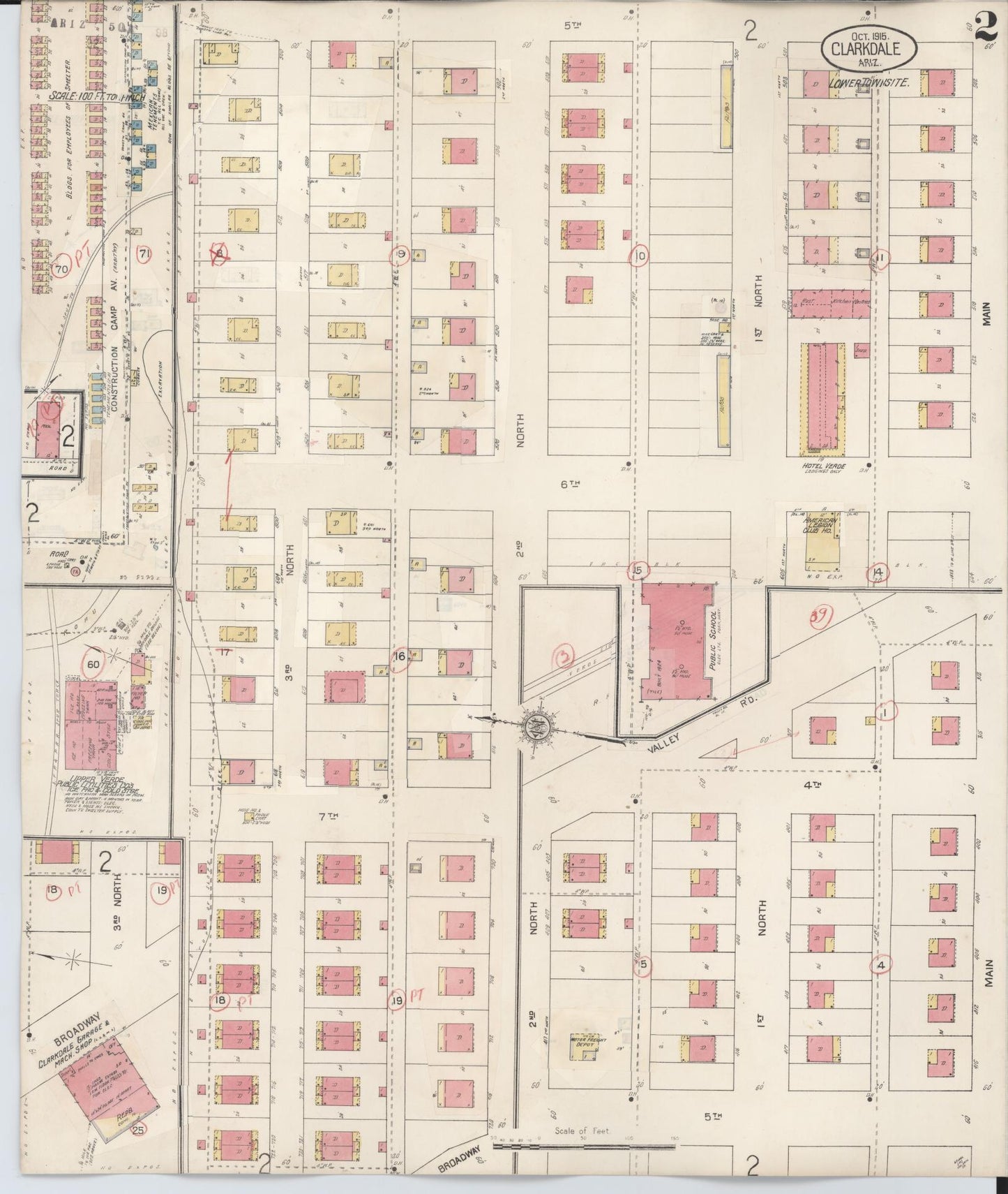 Sanborn Fire Insurance Map from Clarkdale, Yavapai County, Arizona (1938), Sheet #0002 - Complete Map Set gallery image, historic Sanborn map, vintage wall art, Arizona Arizona